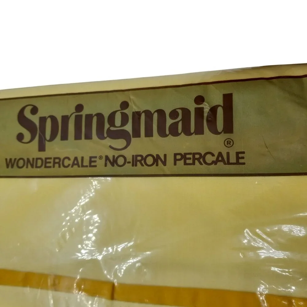 Springmaid Wondercale No-Iron Percale Double Flat Sheet Yellow New Vintage